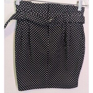 Chocolate Black And White Polkadot Skirt Size S Small (26x17) (821m)